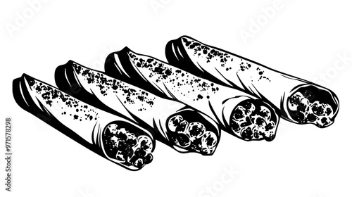Five cannoli displayed in a neat row, no visible background objects, vector illustration art