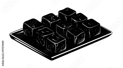 Several halva portions displayed on a rectangular board in a neat arrangement, vector illustration art