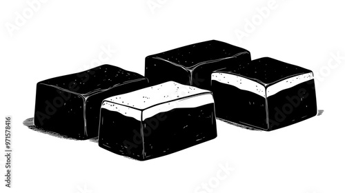 Halva portions cut from a block placed side by side, vector illustration art