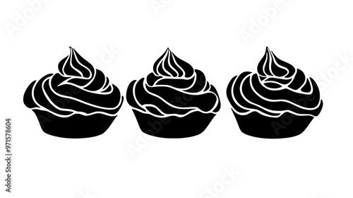 Several zeppole in a neat row, no additional items or background details, vector illustration art