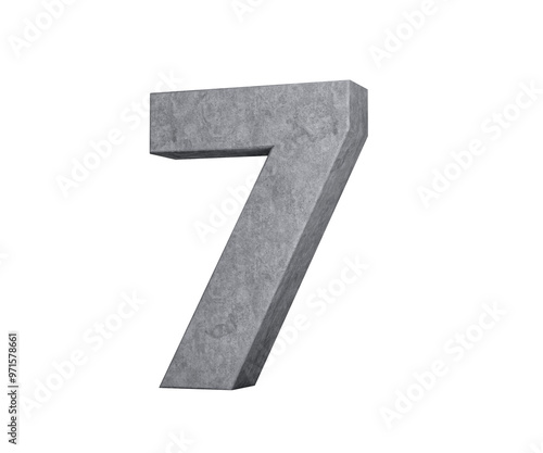 3d Concrete Number Seven 7 Digit Made Of Grey Concrete Stone On White Background 3d Illustration 