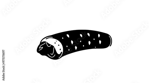 Single cannoli positioned in the center with no surrounding objects, vector illustration art