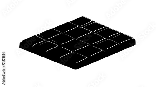 Single chocolate bar on plain surface, clear lines dividing segments, vector illustration art