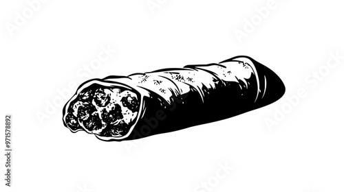 Single cannoli resting on a flat surface, centered, no background objects, vector illustration art