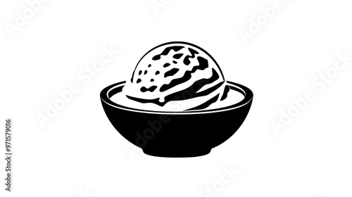 Single gelato scoop in a small dish with no additional items visible, vector illustration art