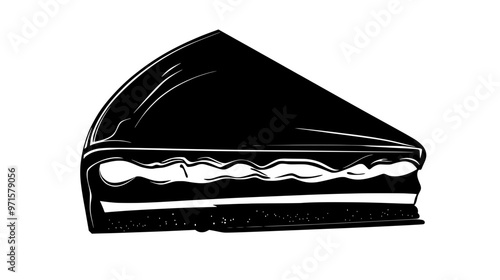 Slice of classic confection revealing firm, cohesive texture with clean, smooth surface, vector illustration art