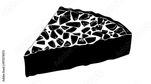 Slice of nut-based confection revealing interior densely packed with nut fragments, vector illustration art