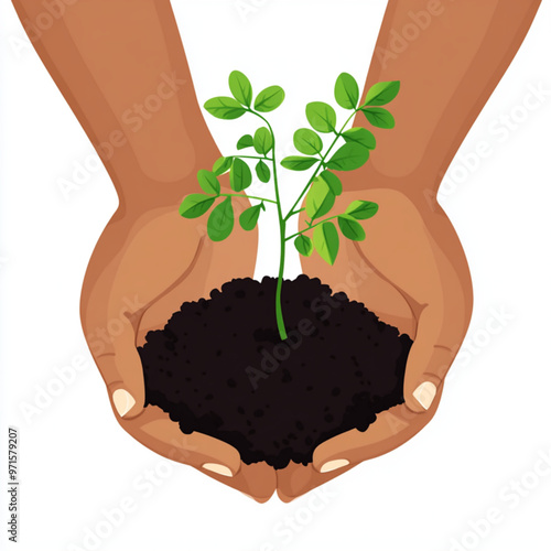 hands holding a plant