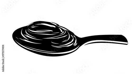 Spoonful of peanut butter on clean surface, creamy texture visible, vector illustration art