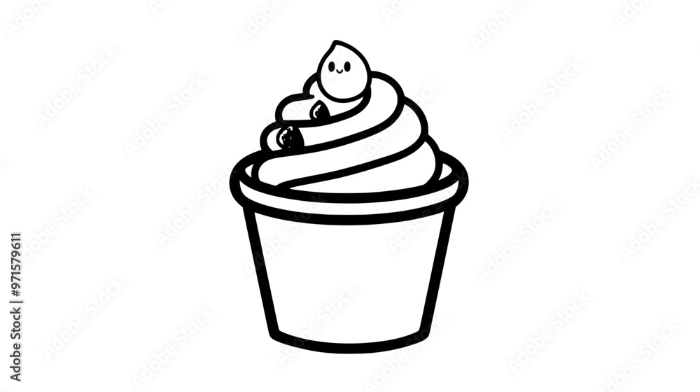 Swirl of frozen yogurt in a cup topped with dried fruits and honey, vector illustration art Swirl of frozen yogurt in a cup topped with dried fruits and honey, vector illustration art