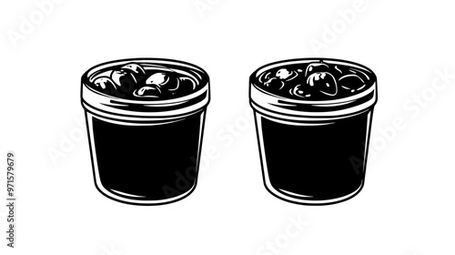Thick fruit preserve made by cooking fruit and sugar, applied to baked goods, vector illustration art