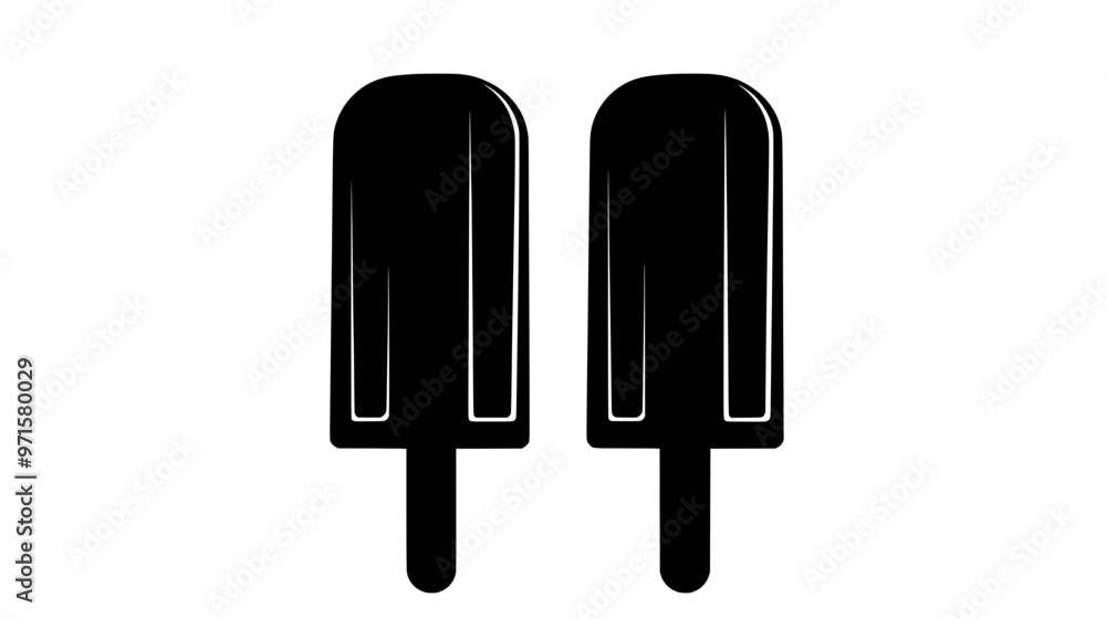 Two artisanal popsicles arranged side by side on a flat surface without any extra toppings or objects nearby, vector illustration art Two artisanal popsicles arranged side by side on a flat surface without any extra toppings or objects nearby, vector illustration art