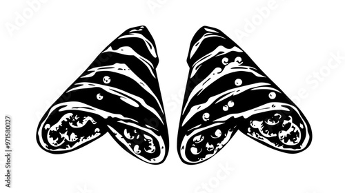 Two cannoli aligned side by side, no additional elements visible, vector illustration art