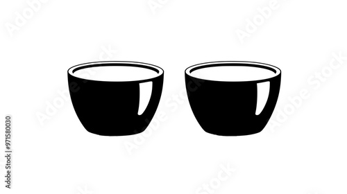 Two panna cotta cups side by side on a smooth, neutral surface, vector illustration art