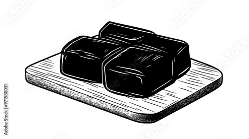 Two fruit bars stacked neatly on a wooden cutting board with no additional decorations, vector illustration art