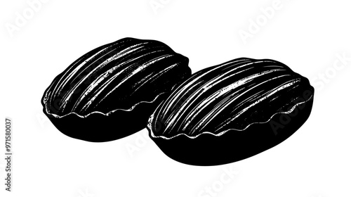 Two madeleines resting side by side, no additional elements, vector illustration art