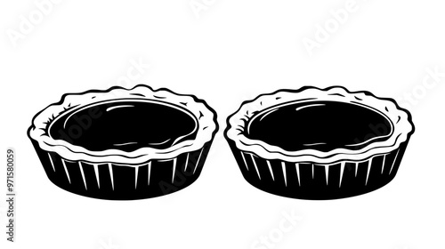 Two tarts side by side on a smooth, neutral surface, vector illustration art