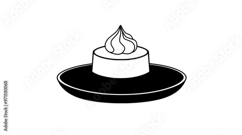 Vanilla-flavored dessert on plate, smooth and consistent surface, vector illustration art