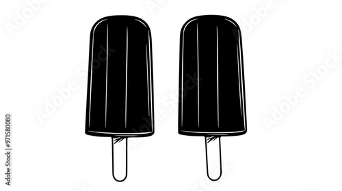 Two popsicles side by side on a clean countertop, no additional items visible, vector illustration art