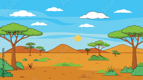 African Savanna Background Vector Illustration Free 