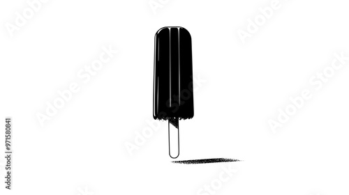 An artisanal popsicle standing upright on a smooth table with no accompanying elements or objects nearby, vector illustration art