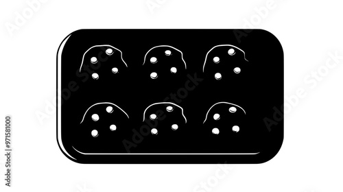 Freshly baked drop cookies on a tray, evenly spaced, slightly spread out, vector illustration art