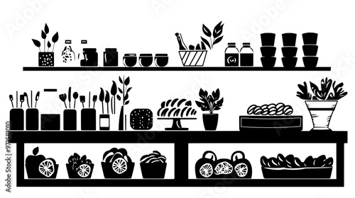 Bakery counter filled with apple cinnamon-flavored pastries, prepared for the fall season, vector illustration art