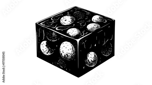Block of fruit-based confection with visible mix of fruit pieces embedded in firm structure, vector illustration art