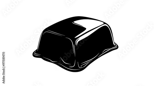 Caramel-filled candy with a small portion removed, showing the filling, vector illustration art