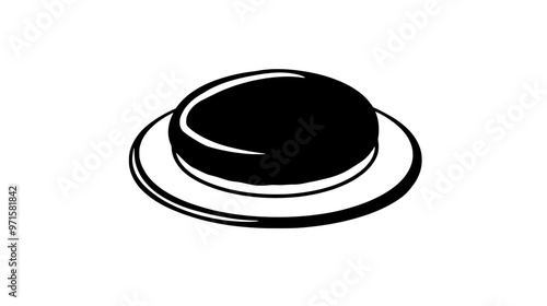 Close-up of a single shortbread cookie on a small plate, centrally placed, vector illustration art