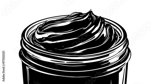 Close-up of peanut butter in a jar, showcasing its creamy consistency and surface texture, vector illustration art