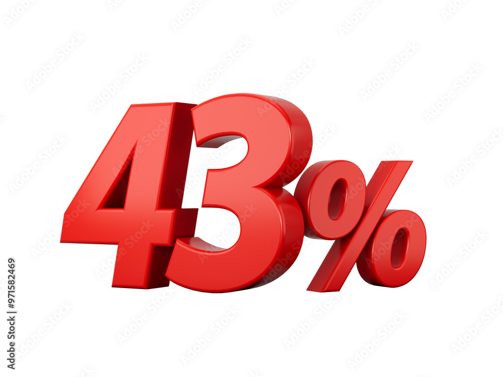 3d Red 43% Forty three Percent Sign on White Background 3d illustration
3d Red 43% Forty three Percent Sign on White Background 3d illustration