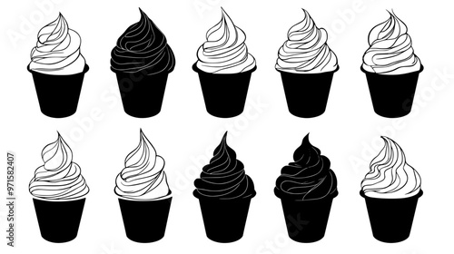 Creamy frosting made by blending butter with confectioner's sugar, used for decorating desserts, vector illustration art