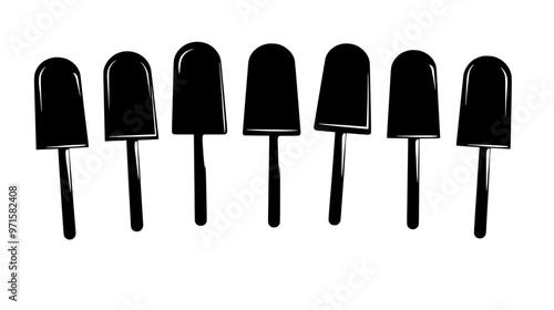 Creamy popsicles arranged in a circular pattern on a clean table, no additional elements, vector illustration art