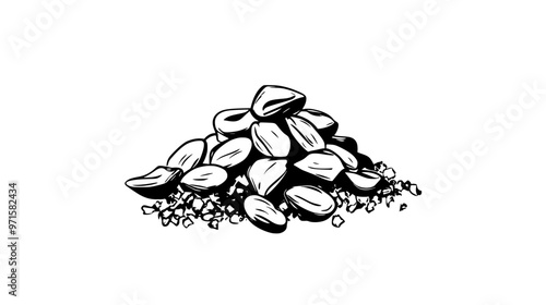 Crushed nuts mixed with cookie crumbs, providing a crunchy texture for toppings or crusts, vector illustration art