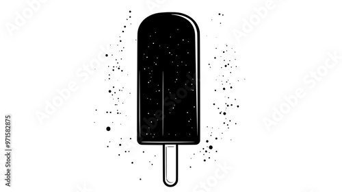 Fruit-based popsicle placed horizontally on a clean surface, no additional elements, vector illustration art