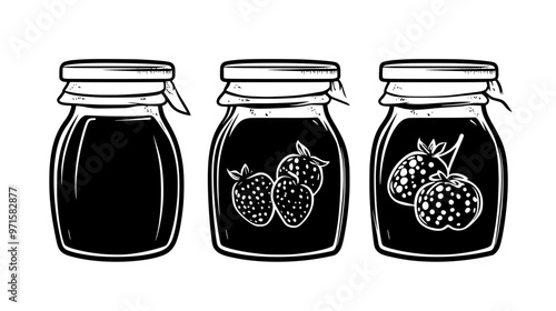 Fruit-based preserve, cooked and sweetened, used as a topping or filling in confections, vector illustration art