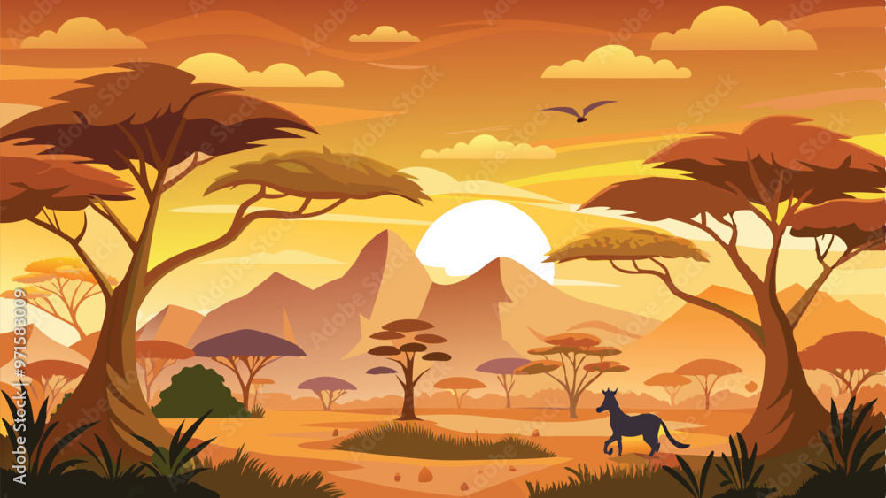 African Savanna Background Vector Illustration Free African Savanna Background Vector Illustration Free