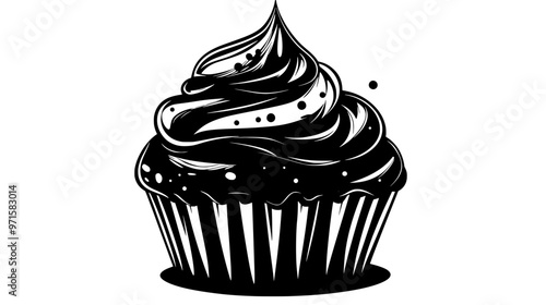 Glossy mixture of chocolate and cream, used as a frosting or filling in baked goods, vector illustration art