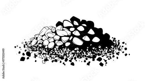 Mixture of crushed nuts and crumbly ingredients, used in pie or tart bases, vector illustration art