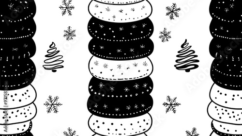 Peppermint-flavored cookies stacked in rows, prepared for a holiday gathering, vector illustration art