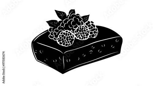 Piece of fruit-based confection with visible fruit pieces embedded in firm, textured structure, vector illustration art