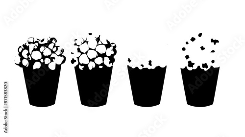 Popped corn with caramel coating arranged side by side on a flat, smooth surface, vector illustration art