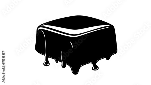 Portion of chocolate-coated confection with uniform chocolate coating and textured center, vector illustration art