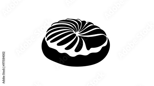 Round Danish pastry with an open center on a plain, smooth surface, vector illustration art