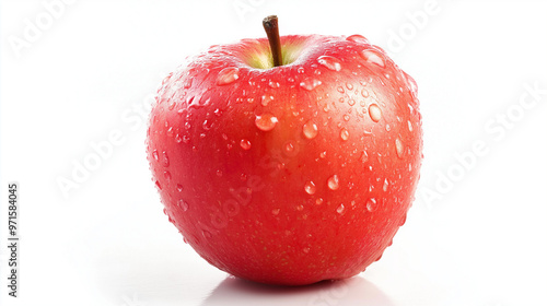 red apple with water drops