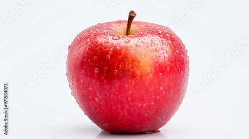 red apple with water drops
