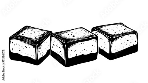 Halva portions cut from a block placed side by side, vector illustration art