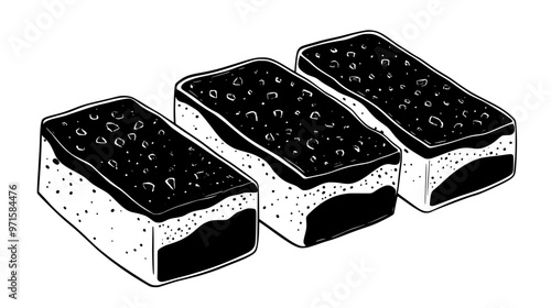 Halva portions cut from a block placed side by side, vector illustration art