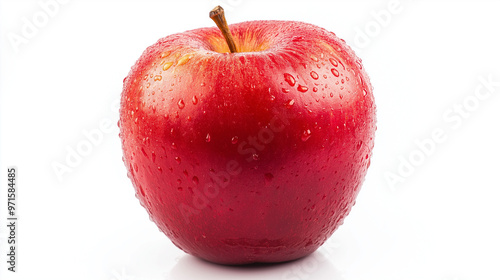 red apple with water drops